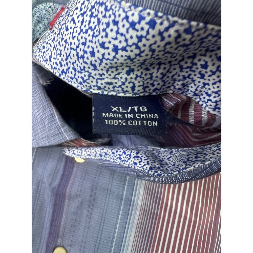 Tommy Bahama Mens XL Striped Button Down Shirt Blue Burgundy Cotton T310289 - Picture 4 of 13